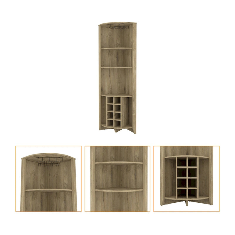 Meuble bar d'angle HomeRoots 71 en bois brun clair
