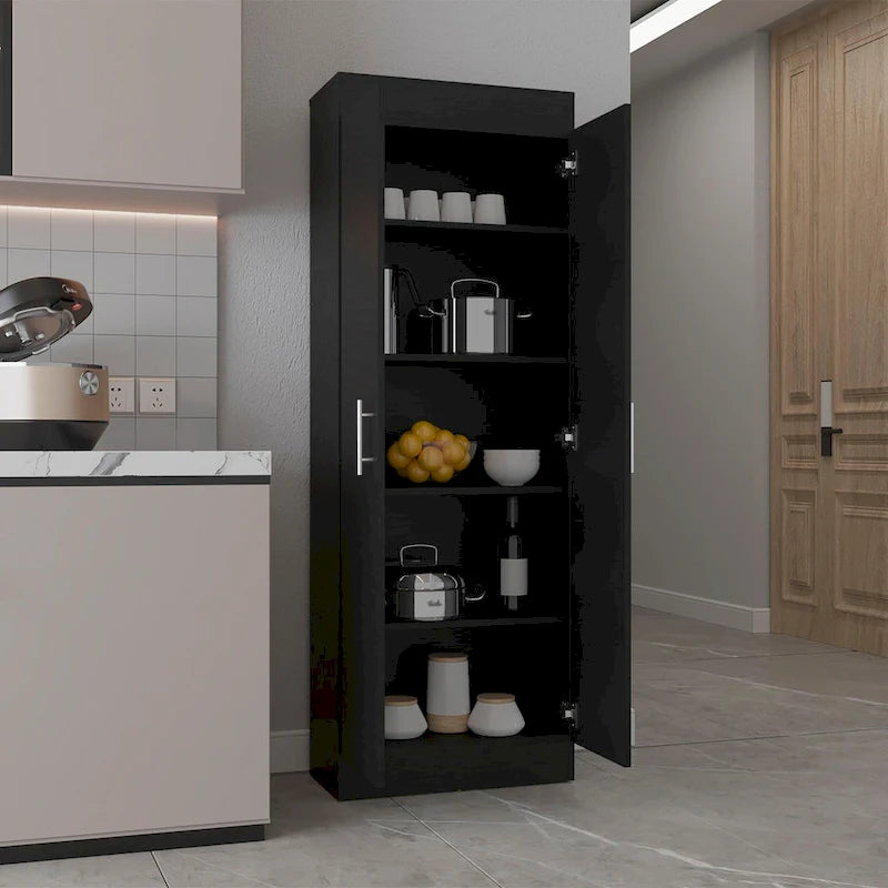 Armoire de rangement à 5 étagères, blanche, pour garde-manger