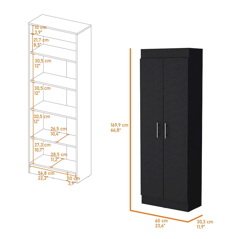 Armoire de rangement à 5 étagères, blanche, pour garde-manger