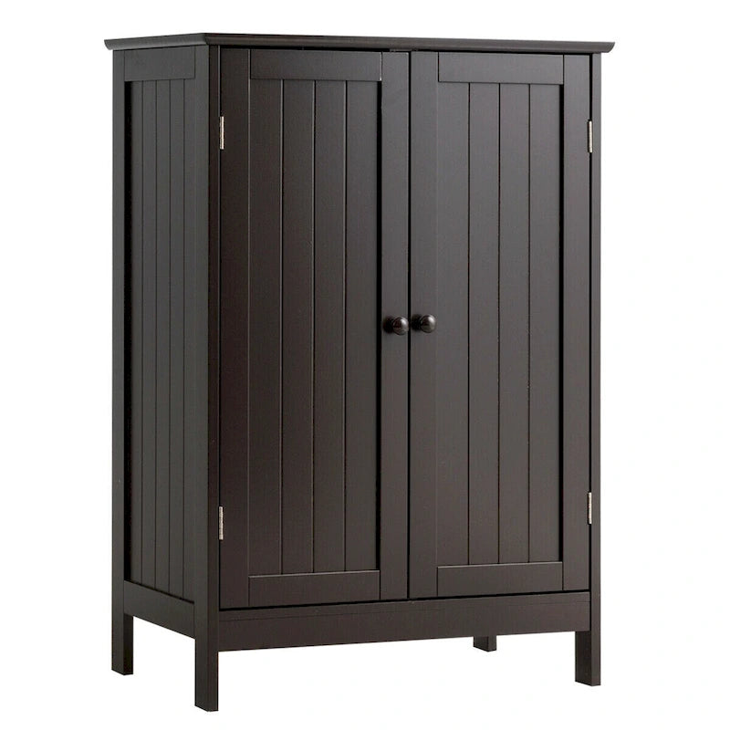 Gymax Armoire de rangement de salle de bain à double porte Meuble de cuisine pour chaussures