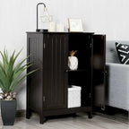Gymax Armoire de rangement de salle de bain à double porte Meuble de cuisine pour chaussures