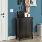 Gymax Armoire de rangement de salle de bain à double porte Meuble de cuisine pour chaussures