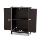 Gymax Armoire de rangement de salle de bain à double porte Meuble de cuisine pour chaussures
