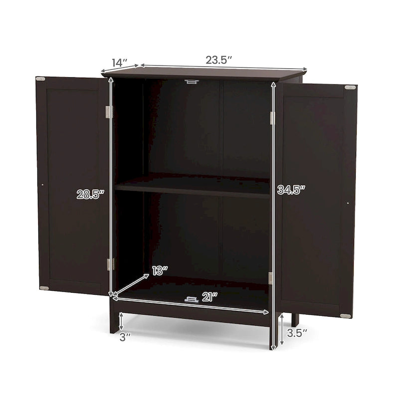 Gymax Armoire de rangement de salle de bain à double porte Meuble de cuisine pour chaussures