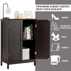 Gymax Armoire de rangement de salle de bain à double porte Meuble de cuisine pour chaussures