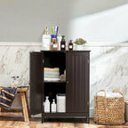 Gymax Armoire de rangement de salle de bain à double porte Meuble de cuisine pour chaussures