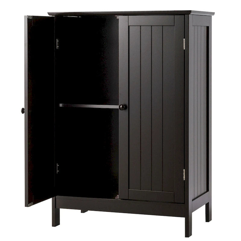 Gymax Armoire de rangement de salle de bain à double porte Meuble de cuisine pour chaussures