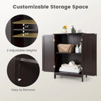 Gymax Armoire de rangement de salle de bain à double porte Meuble de cuisine pour chaussures
