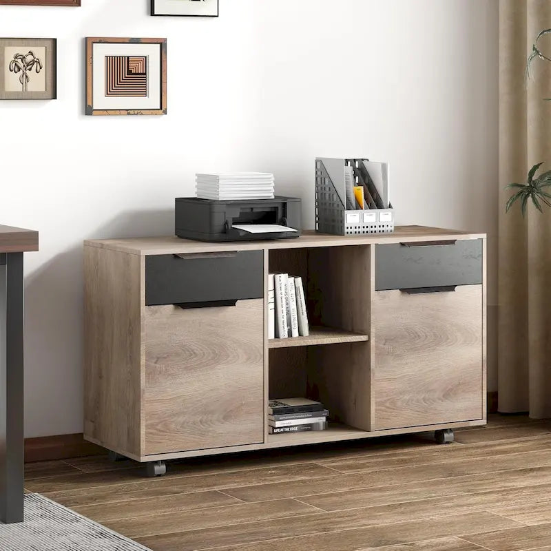 Classeur mobile latéral grand modèle 47" avec roulettes et support d'imprimante