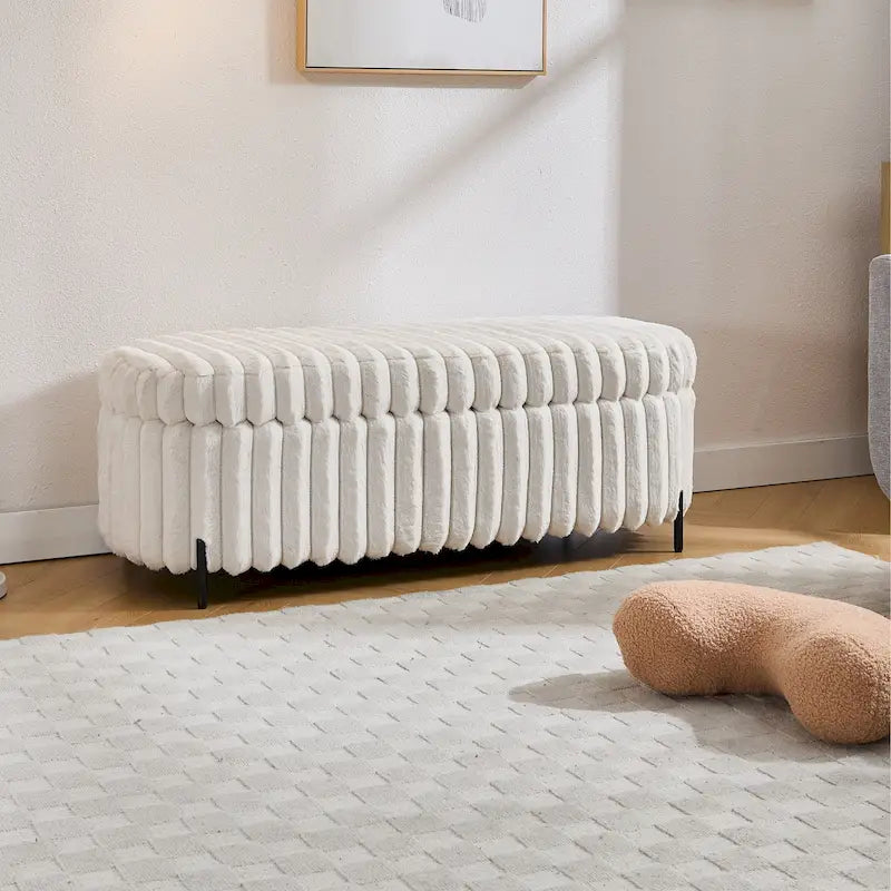 Banc de rangement ottoman surdimensionné de 49,2 pouces, repose-pieds moderne avec pieds en métal