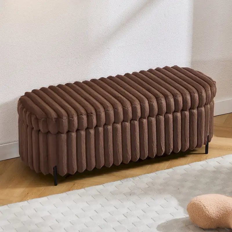 Banc de rangement ottoman surdimensionné de 49,2 pouces, repose-pieds moderne avec pieds en métal