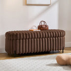 Banc de rangement ottoman surdimensionné de 49,2 pouces, repose-pieds moderne avec pieds en métal