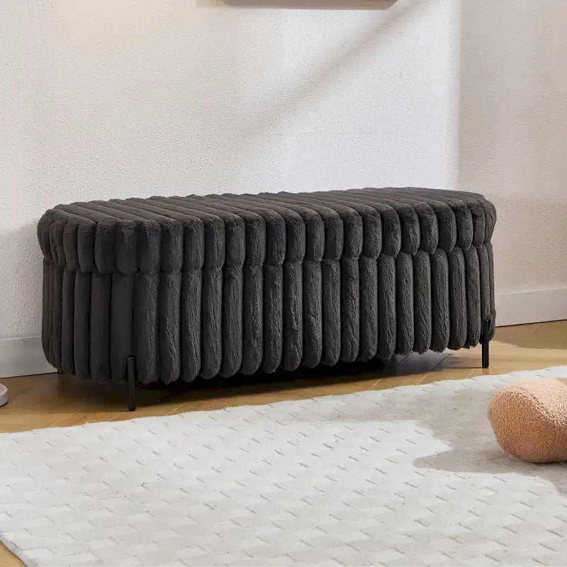 Banc de rangement ottoman surdimensionné de 49,2 pouces, repose-pieds moderne avec pieds en métal