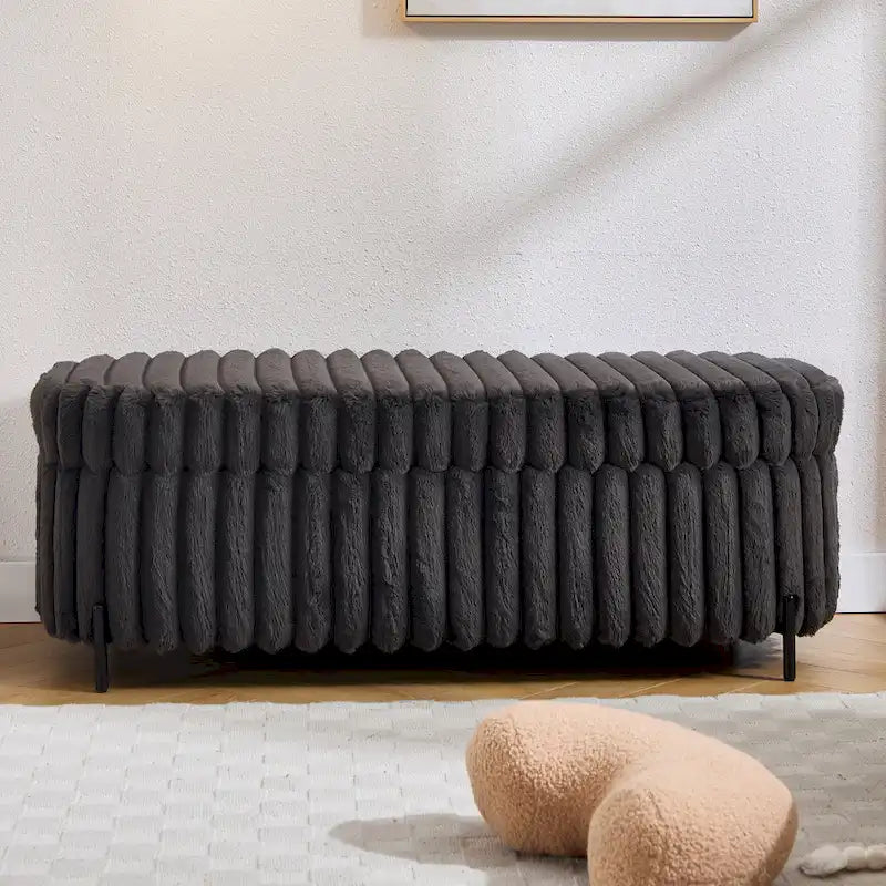 Banc de rangement ottoman surdimensionné de 49,2 pouces, repose-pieds moderne avec pieds en métal