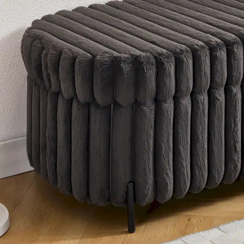 Banc de rangement ottoman surdimensionné de 49,2 pouces, repose-pieds moderne avec pieds en métal