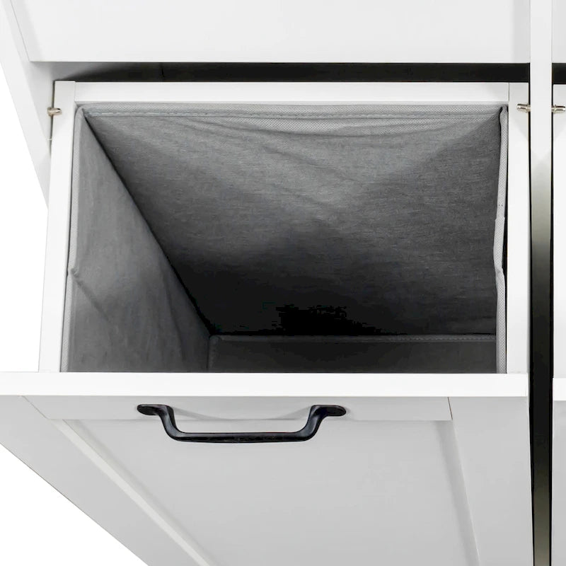 Meuble de rangement haut de salle de bain avec portes et étagère, meuble de salle de bain autoportant, panier à linge inclinable