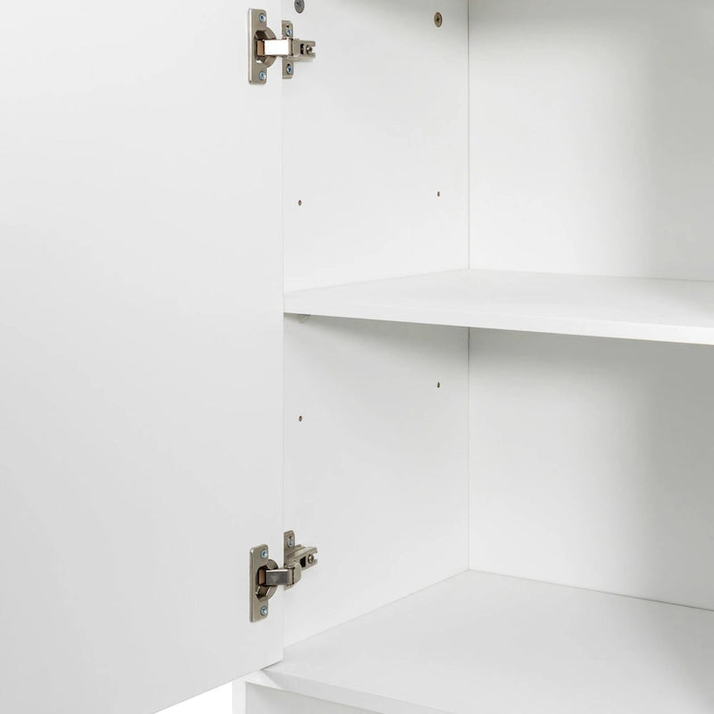 Meuble de rangement haut de salle de bain avec portes et étagère, meuble de salle de bain autoportant, panier à linge inclinable