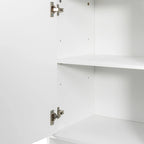 Meuble de rangement haut de salle de bain avec portes et étagère, meuble de salle de bain autoportant, panier à linge inclinable