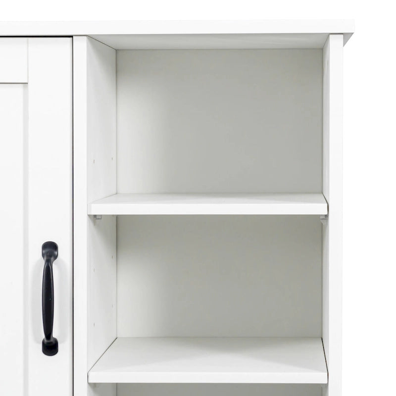 Meuble de rangement haut de salle de bain avec portes et étagère, meuble de salle de bain autoportant, panier à linge inclinable