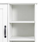 Meuble de rangement haut de salle de bain avec portes et étagère, meuble de salle de bain autoportant, panier à linge inclinable