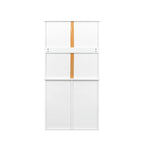 Meuble de rangement haut de salle de bain avec portes et étagère, meuble de salle de bain autoportant, panier à linge inclinable