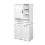Meuble de rangement haut de salle de bain avec portes et étagère, meuble de salle de bain autoportant, panier à linge inclinable