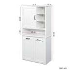 Meuble de rangement haut de salle de bain avec portes et étagère, meuble de salle de bain autoportant, panier à linge inclinable