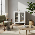 Meuble de rangement de salle de bain moderne avec portes en verre et étagère réglable
