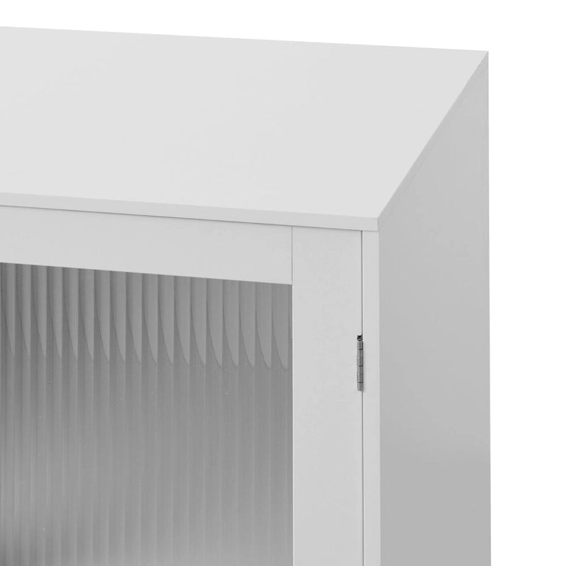 Meuble de rangement de salle de bain moderne avec portes en verre et étagère réglable