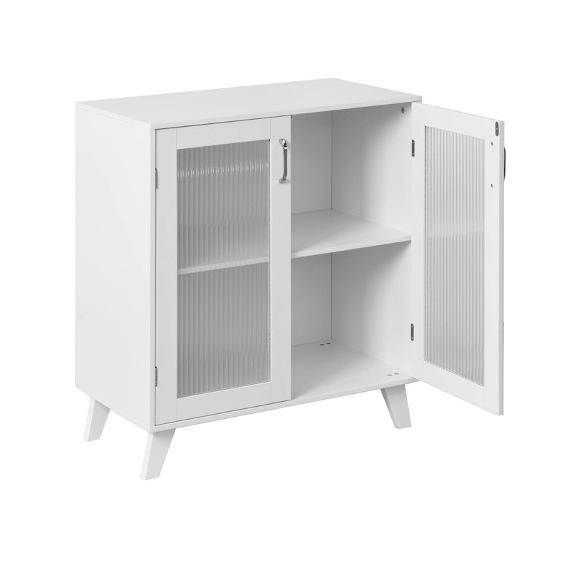Meuble de rangement de salle de bain moderne avec portes en verre et étagère réglable