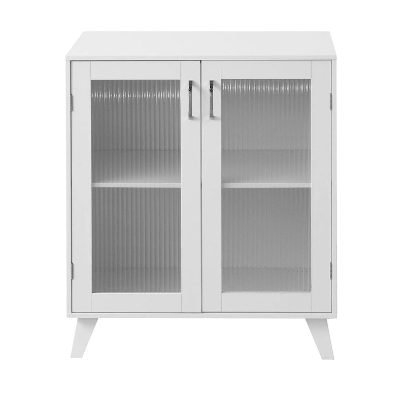 Meuble de rangement de salle de bain moderne avec portes en verre et étagère réglable