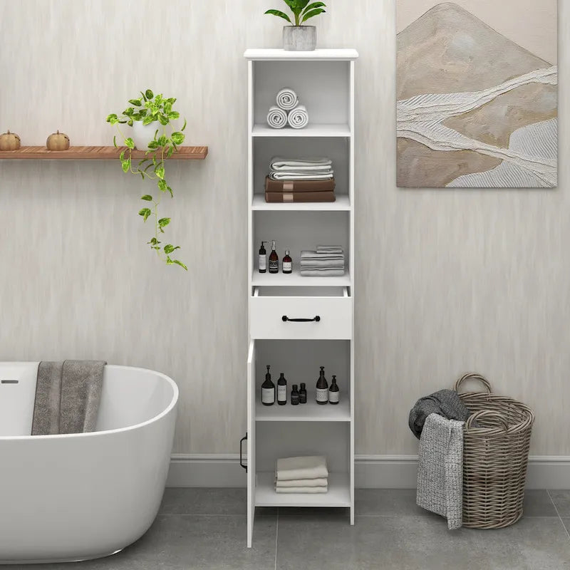 Meuble bas avec 1 porte et 1 tiroir - Blanc