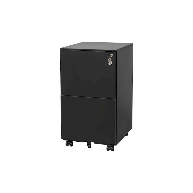 Classeur de bureau roulant à 2 tiroirs avec serrure, avec roues anti-basculement