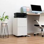 Classeur de bureau roulant à 2 tiroirs avec serrure, avec roues anti-basculement