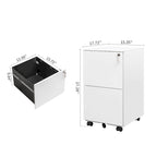 Classeur de bureau roulant à 2 tiroirs avec serrure, avec roues anti-basculement