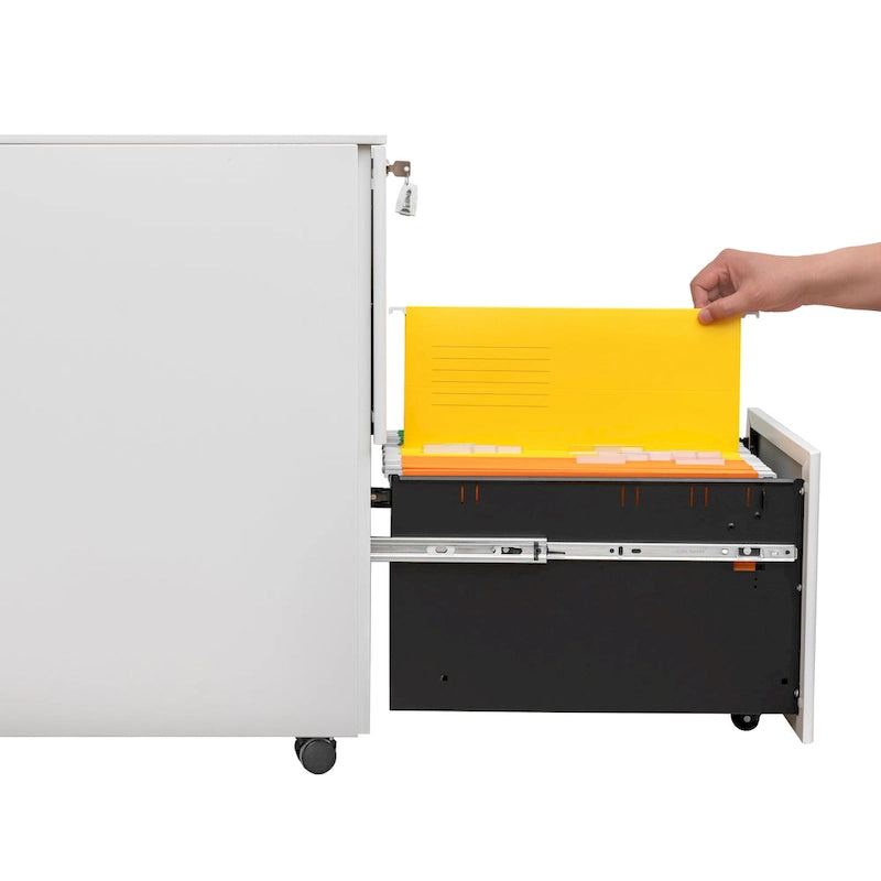 Classeur de bureau roulant à 2 tiroirs avec serrure, avec roues anti-basculement