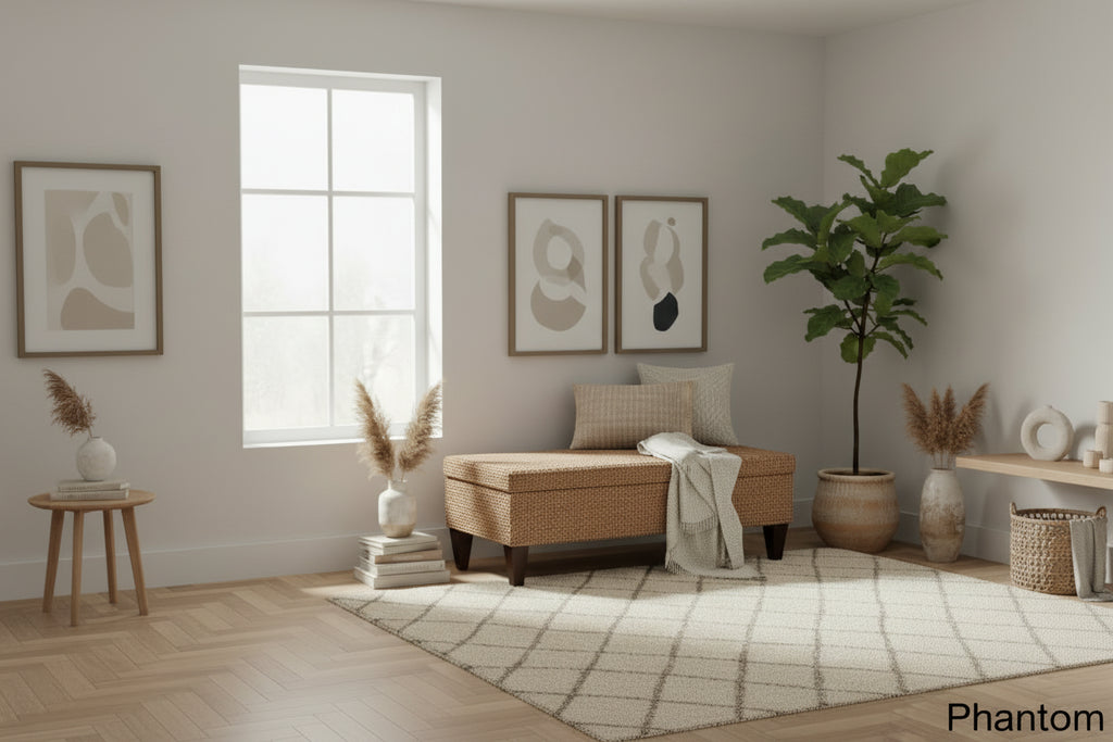 Banc de rangement ottoman long rembourré capitonné