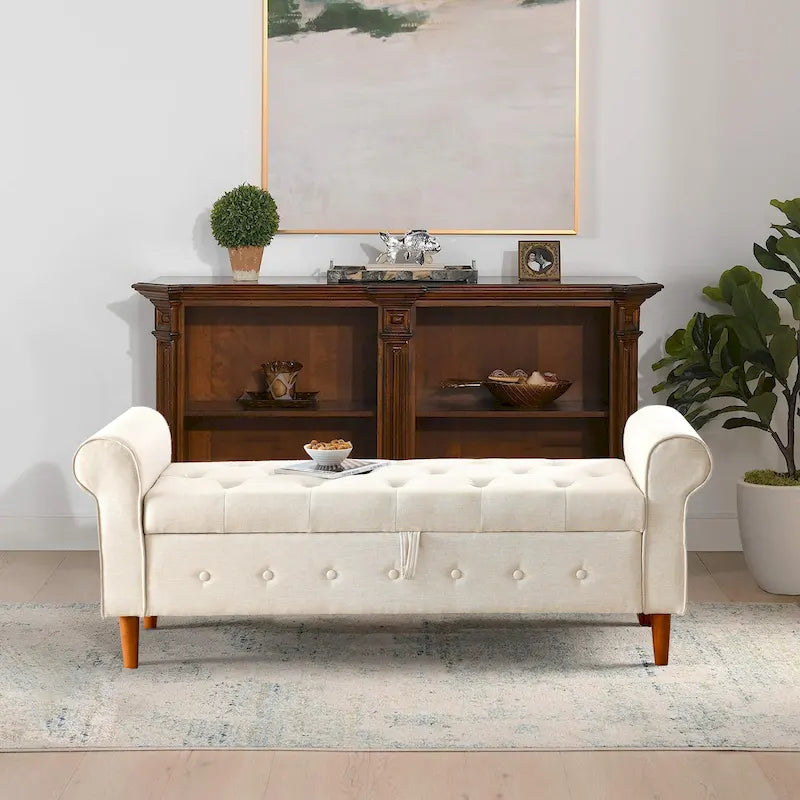 Banc de rangement capitonné 62 po à 2 places
