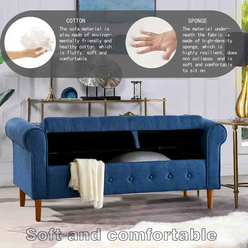 Banc de rangement capitonné 62 po à 2 places