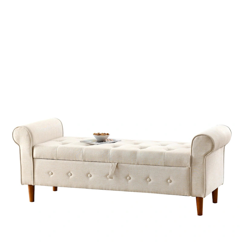 Banc de rangement capitonné 62 po à 2 places
