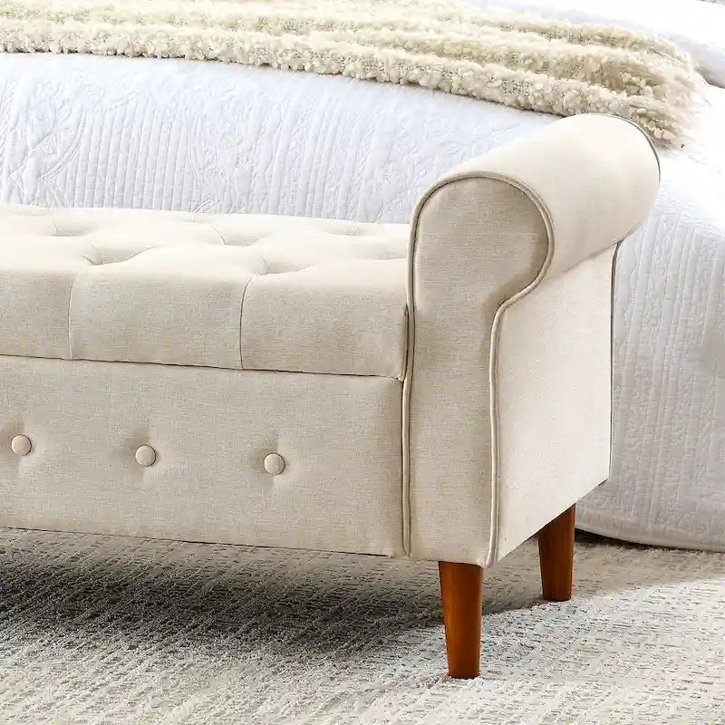 Banc de rangement capitonné 62 po à 2 places