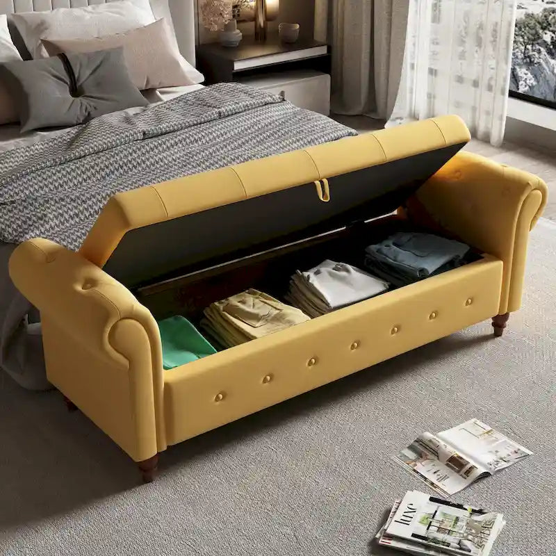Banc de lit 63 po en tissu crème