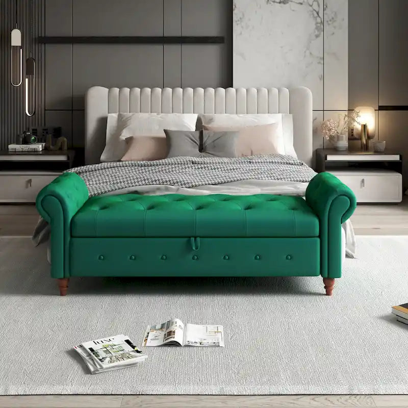 Banc de lit 63 po en tissu crème