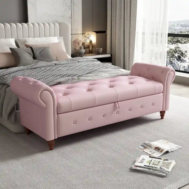 Banc de lit 63 po en tissu crème