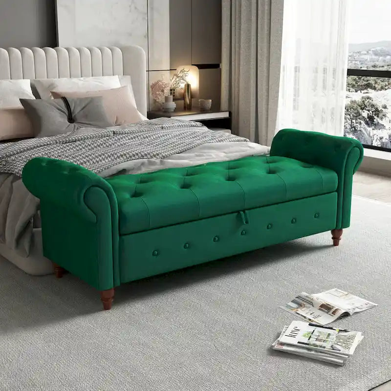 Banc de lit 63 po en tissu crème