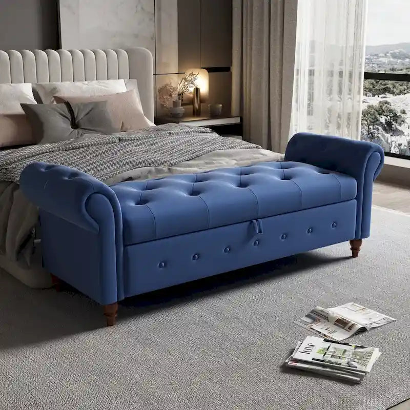 Banc de lit 63 po en tissu crème