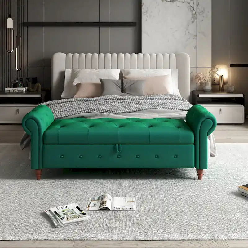 Banc de lit 63 po en tissu crème