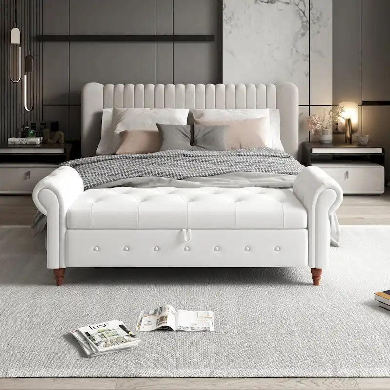 Banc de lit 63 po en tissu crème