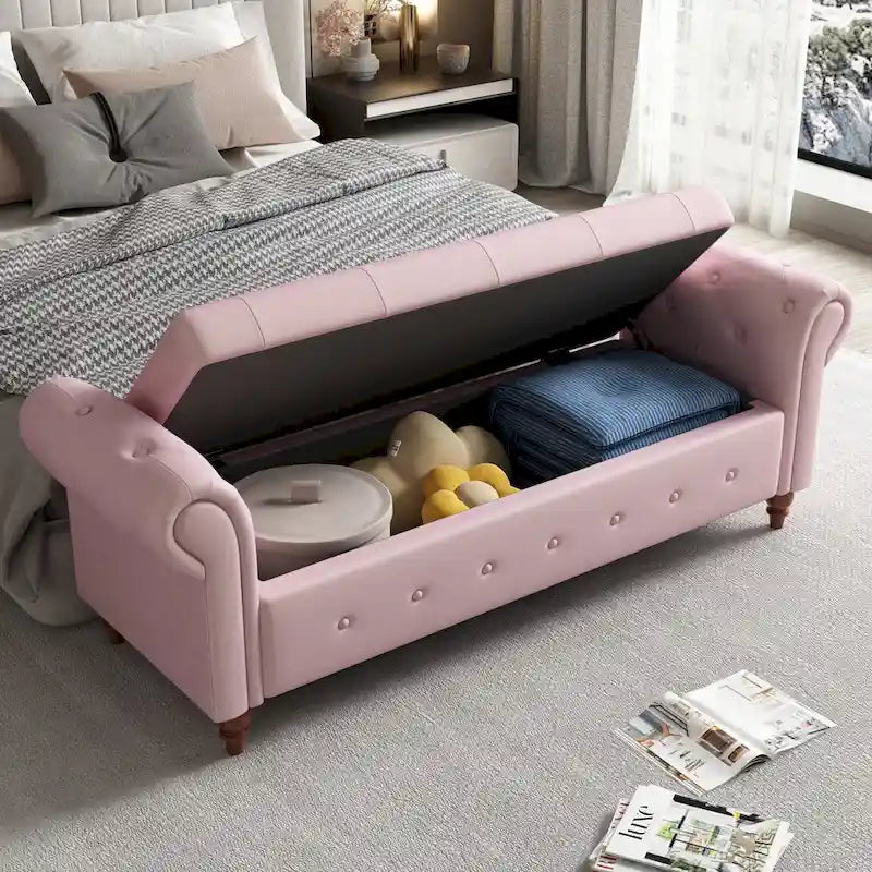 Banc de lit 63 po en tissu crème