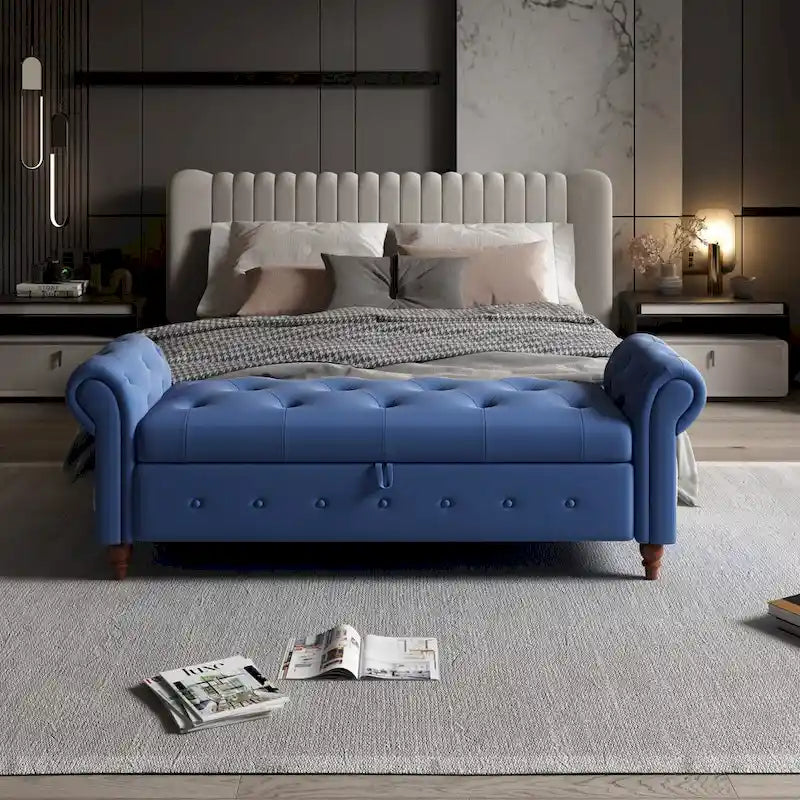 Banc de lit 63 po en tissu crème